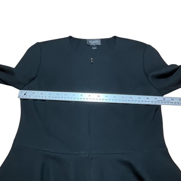 ST. JOHN CAVIAR  Zip-front Sculpted Milano Knit Fit-&-flare Peplum Jacket Sz 10 - Picture 6 of 9